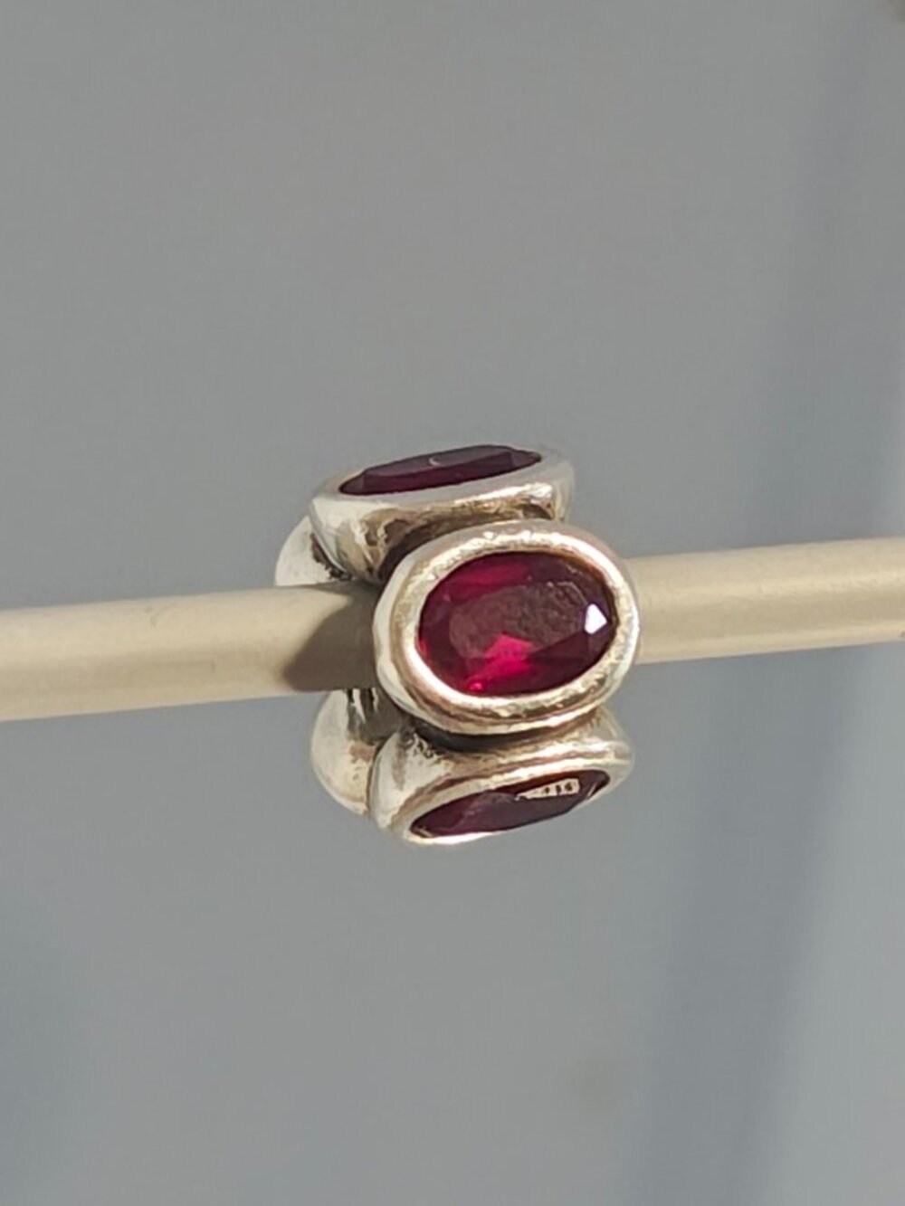 Authentic Pandora Retired Red Oval Lights Charm with Synthetic Ruby – 790311SRU